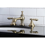 Heirloom KC7063BAL Two-Handle 3-Hole Deck Mount Widespread Bathroom Faucet with Brass Pop-Up, Antique Brass