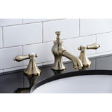 Heirloom KC7063BAL Two-Handle 3-Hole Deck Mount Widespread Bathroom Faucet with Brass Pop-Up, Antique Brass