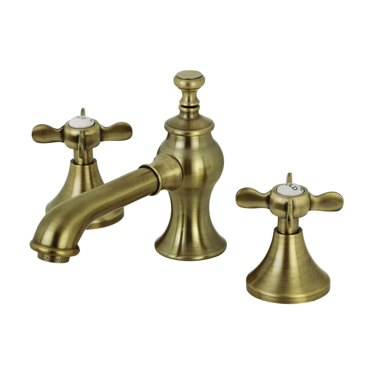 Essex KC7063BEX Two-Handle 3-Hole Deck Mount Widespread Bathroom Faucet with Brass Pop-Up, Antique Brass