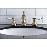 Bel-Air KC7063BPL Two-Handle 3-Hole Deck Mount Widespread Bathroom Faucet with Brass Pop-Up, Antique Brass