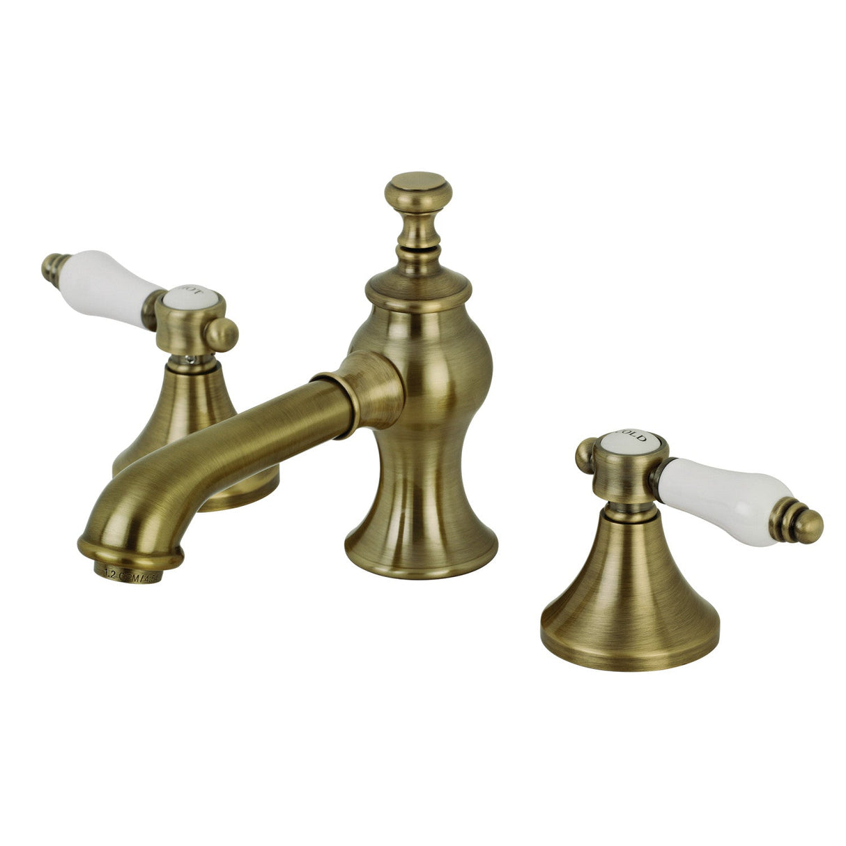 Bel-Air KC7063BPL Two-Handle 3-Hole Deck Mount Widespread Bathroom Faucet with Brass Pop-Up, Antique Brass