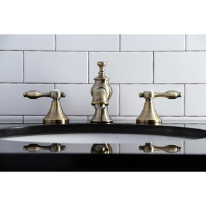 Tudor KC7063TAL Two-Handle 3-Hole Deck Mount Widespread Bathroom Faucet with Brass Pop-Up, Antique Brass