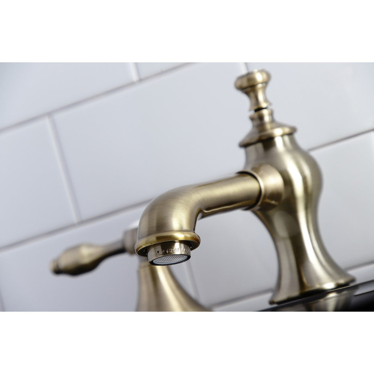Tudor KC7063TAL Two-Handle 3-Hole Deck Mount Widespread Bathroom Faucet with Brass Pop-Up, Antique Brass