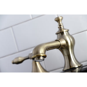 Tudor KC7063TAL Two-Handle 3-Hole Deck Mount Widespread Bathroom Faucet with Brass Pop-Up, Antique Brass