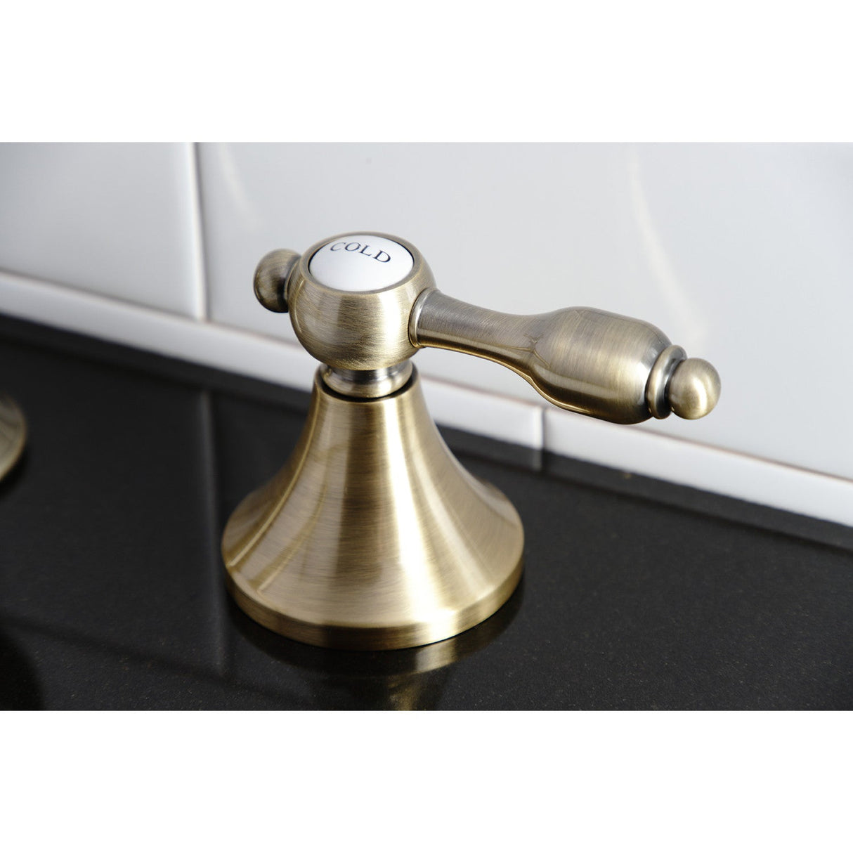 Tudor KC7063TAL Two-Handle 3-Hole Deck Mount Widespread Bathroom Faucet with Brass Pop-Up, Antique Brass
