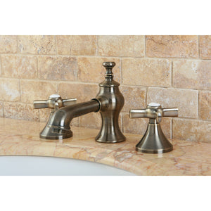 Millennium KC7063ZX Two-Handle 3-Hole Deck Mount Widespread Bathroom Faucet with Brass Pop-Up, Antique Brass