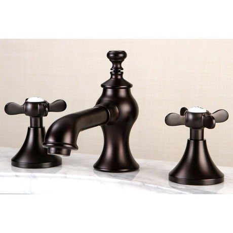 Essex KC7065BEX Two-Handle 3-Hole Deck Mount Widespread Bathroom Faucet with Brass Pop-Up, Oil Rubbed Bronze
