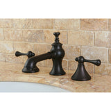 English Country KC7065BL Two-Handle 3-Hole Deck Mount Widespread Bathroom Faucet with Brass Pop-Up, Oil Rubbed Bronze