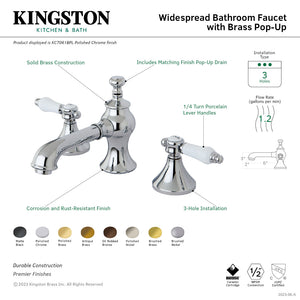 Bel-Air KC7065BPL Two-Handle 3-Hole Deck Mount Widespread Bathroom Faucet with Brass Pop-Up, Oil Rubbed Bronze