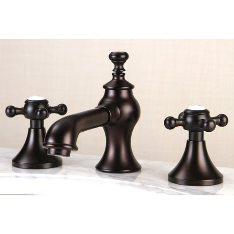 English Country KC7065BX Two-Handle 3-Hole Deck Mount Widespread Bathroom Faucet with Brass Pop-Up, Oil Rubbed Bronze