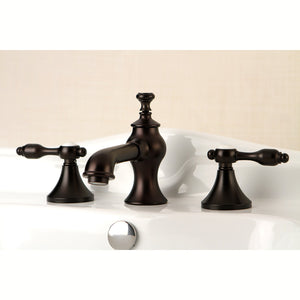 Tudor KC7065TAL Two-Handle 3-Hole Deck Mount Widespread Bathroom Faucet with Brass Pop-Up, Oil Rubbed Bronze