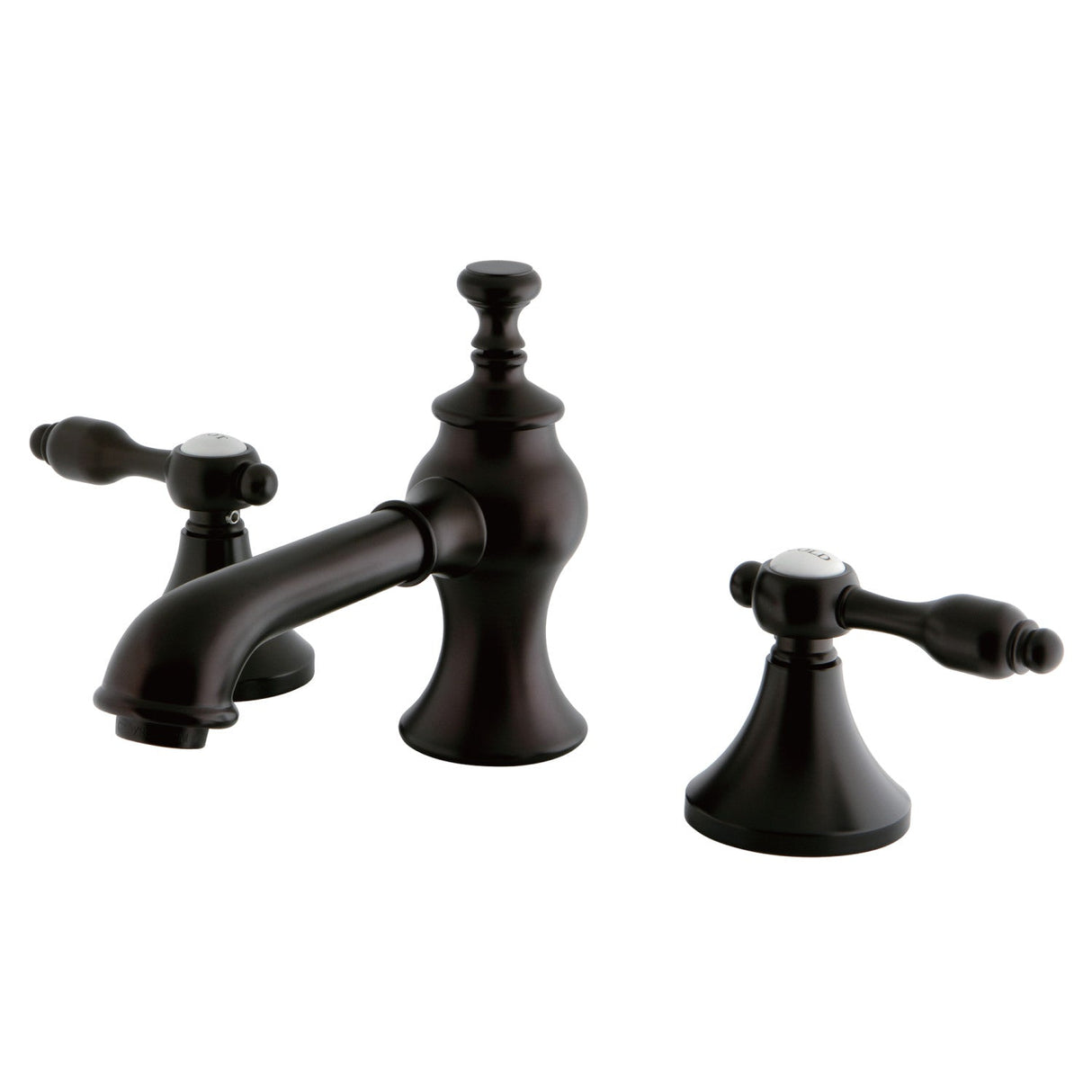 Tudor KC7065TAL Two-Handle 3-Hole Deck Mount Widespread Bathroom Faucet with Brass Pop-Up, Oil Rubbed Bronze