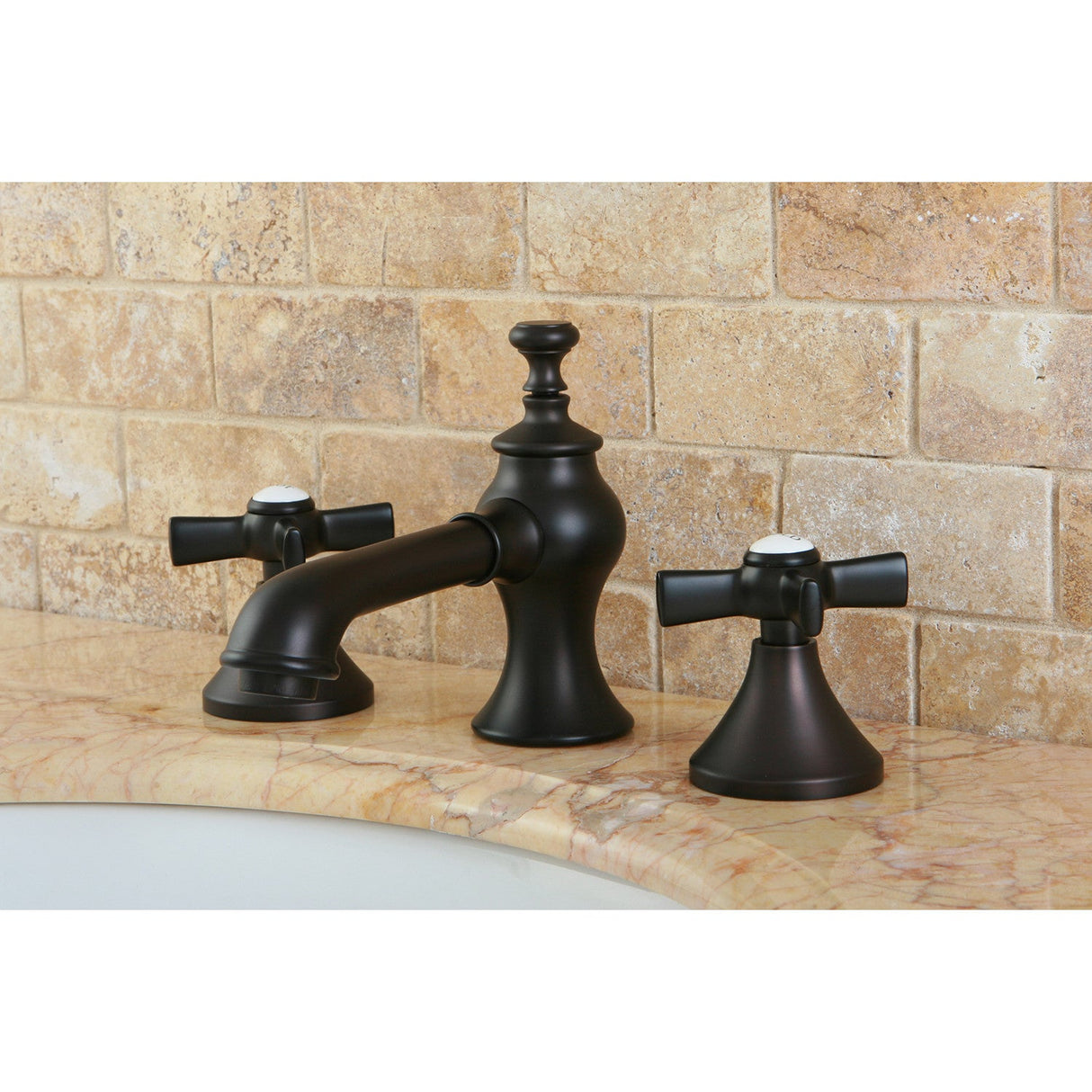 Millennium KC7065ZX Two-Handle 3-Hole Deck Mount Widespread Bathroom Faucet with Brass Pop-Up, Oil Rubbed Bronze