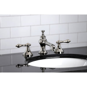 Vintage KC7066AL Two-Handle 3-Hole Deck Mount Widespread Bathroom Faucet with Brass Pop-Up, Polished Nickel