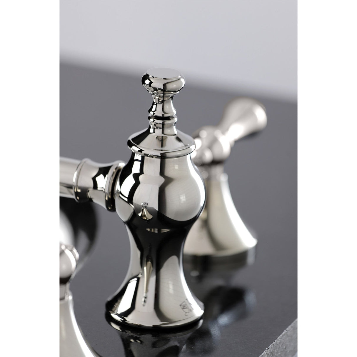 Vintage KC7066AL Two-Handle 3-Hole Deck Mount Widespread Bathroom Faucet with Brass Pop-Up, Polished Nickel