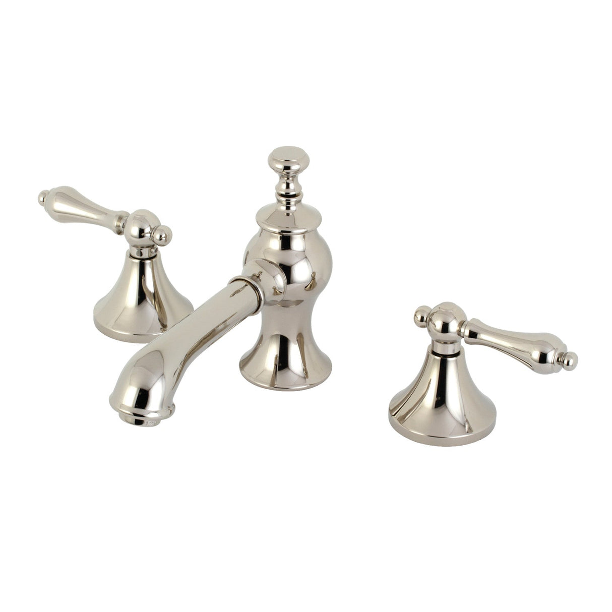 Vintage KC7066AL Two-Handle 3-Hole Deck Mount Widespread Bathroom Faucet with Brass Pop-Up, Polished Nickel