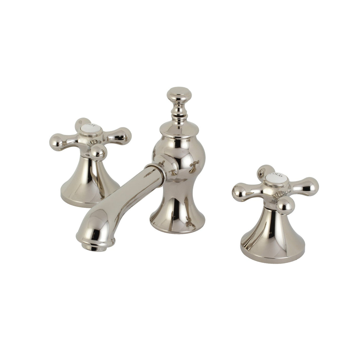 Vintage KC7066AX Two-Handle 3-Hole Deck Mount Widespread Bathroom Faucet with Brass Pop-Up, Polished Nickel