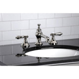 Heirloom KC7066BAL Two-Handle 3-Hole Deck Mount Widespread Bathroom Faucet with Brass Pop-Up, Polished Nickel
