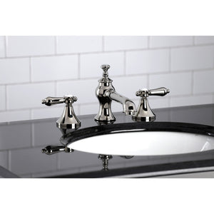 Heirloom KC7066BAL Two-Handle 3-Hole Deck Mount Widespread Bathroom Faucet with Brass Pop-Up, Polished Nickel