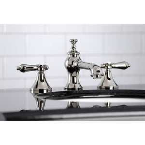 Heirloom KC7066BAL Two-Handle 3-Hole Deck Mount Widespread Bathroom Faucet with Brass Pop-Up, Polished Nickel