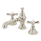 Essex KC7066BEX Two-Handle 3-Hole Deck Mount Widespread Bathroom Faucet with Brass Pop-Up, Polished Nickel