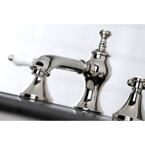 Bel-Air KC7066BPL Two-Handle 3-Hole Deck Mount Widespread Bathroom Faucet with Brass Pop-Up, Polished Nickel