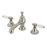 Bel-Air KC7066BPL Two-Handle 3-Hole Deck Mount Widespread Bathroom Faucet with Brass Pop-Up, Polished Nickel
