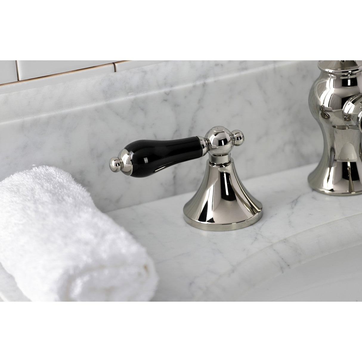 Duchess KC7066PKL Two-Handle 3-Hole Deck Mount Widespread Bathroom Faucet with Brass Pop-Up, Polished Nickel