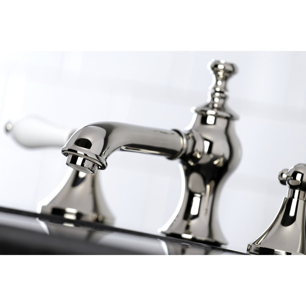 Vintage KC7066PL Two-Handle 3-Hole Deck Mount Widespread Bathroom Faucet with Brass Pop-Up, Polished Nickel