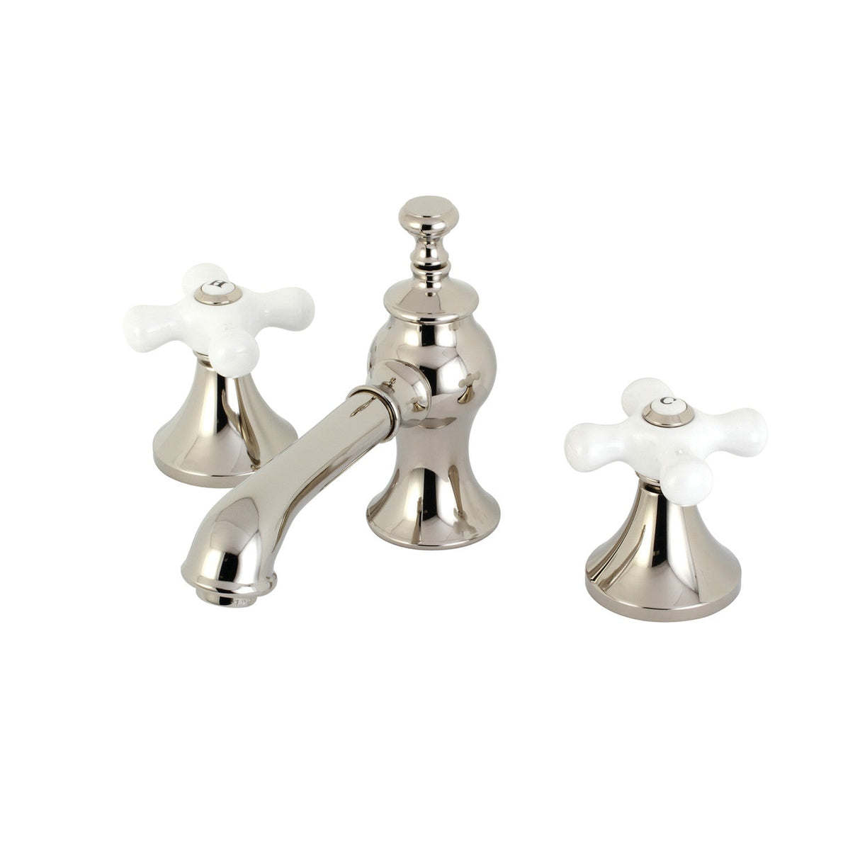 Vintage KC7066PX Two-Handle 3-Hole Deck Mount Widespread Bathroom Faucet with Brass Pop-Up, Polished Nickel