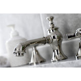 Millennium KC7066ZX Two-Handle 3-Hole Deck Mount Widespread Bathroom Faucet with Brass Pop-Up, Polished Nickel