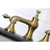 Vintage KC7067AL Two-Handle 3-Hole Deck Mount Widespread Bathroom Faucet with Brass Pop-Up, Brushed Brass