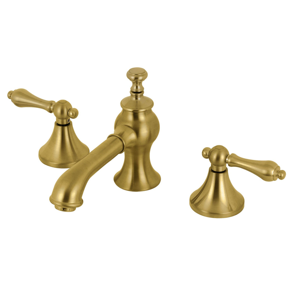 Vintage KC7067AL Two-Handle 3-Hole Deck Mount Widespread Bathroom Faucet with Brass Pop-Up, Brushed Brass