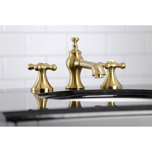 Vintage KC7067AX Two-Handle 3-Hole Deck Mount Widespread Bathroom Faucet with Brass Pop-Up, Brushed Brass