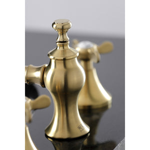 Essex KC7067BEX Two-Handle 3-Hole Deck Mount Widespread Bathroom Faucet with Brass Pop-Up, Brushed Brass