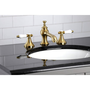 Bel-Air KC7067BPL Two-Handle 3-Hole Deck Mount Widespread Bathroom Faucet with Brass Pop-Up, Brushed Brass