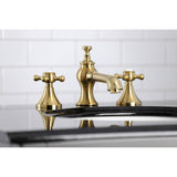 English Country KC7067BX Two-Handle 3-Hole Deck Mount Widespread Bathroom Faucet with Brass Pop-Up, Brushed Brass