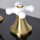 Vintage KC7067PX Two-Handle 3-Hole Deck Mount Widespread Bathroom Faucet with Brass Pop-Up, Brushed Brass