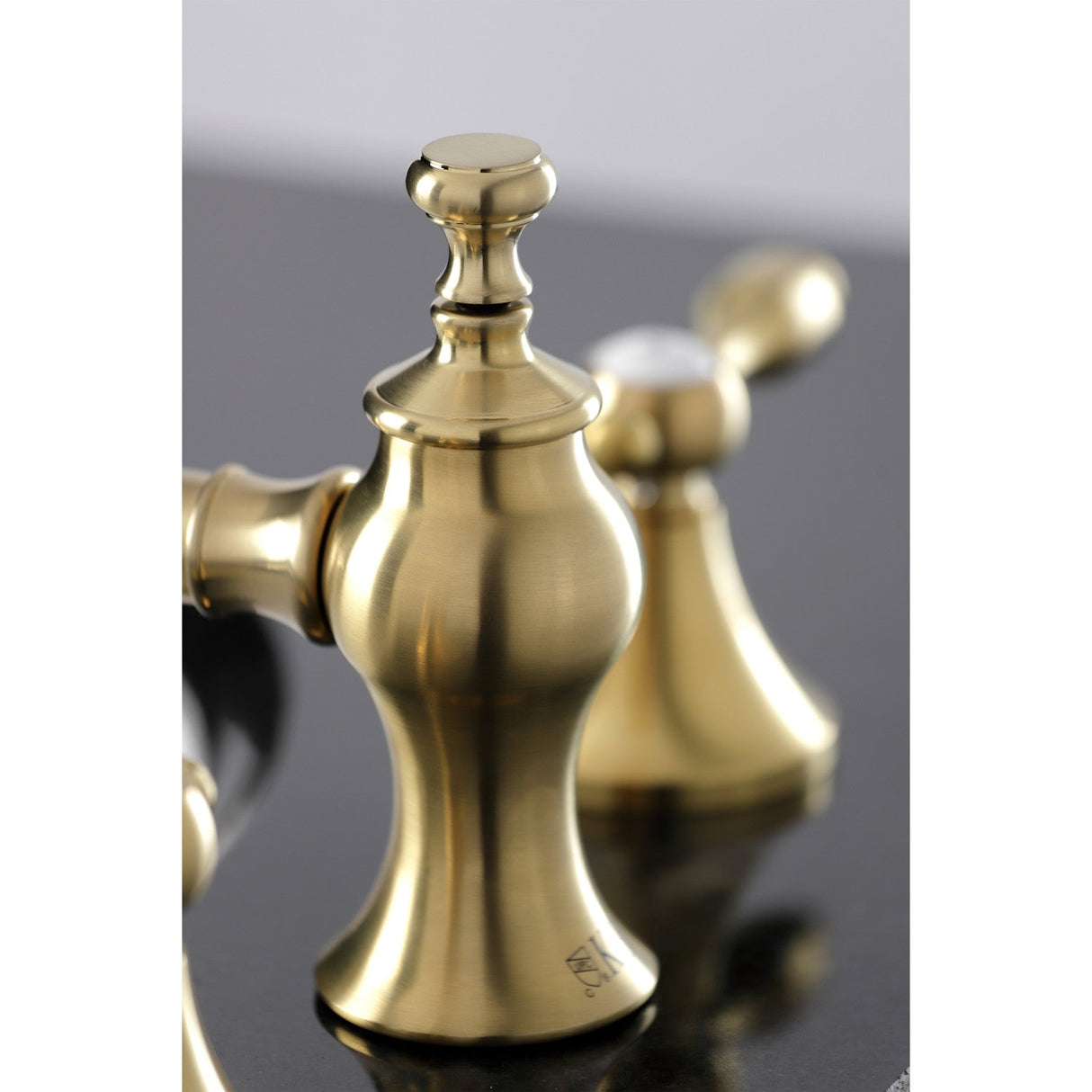 Tudor KC7067TAL Two-Handle 3-Hole Deck Mount Widespread Bathroom Faucet with Brass Pop-Up, Brushed Brass