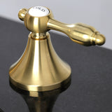 Tudor KC7067TAL Two-Handle 3-Hole Deck Mount Widespread Bathroom Faucet with Brass Pop-Up, Brushed Brass