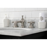 Vintage KC7068AX Two-Handle 3-Hole Deck Mount Widespread Bathroom Faucet with Brass Pop-Up, Brushed Nickel