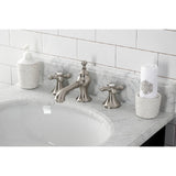 Vintage KC7068AX Two-Handle 3-Hole Deck Mount Widespread Bathroom Faucet with Brass Pop-Up, Brushed Nickel