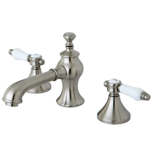 Bel-Air KC7068BPL Two-Handle 3-Hole Deck Mount Widespread Bathroom Faucet with Brass Pop-Up, Brushed Nickel