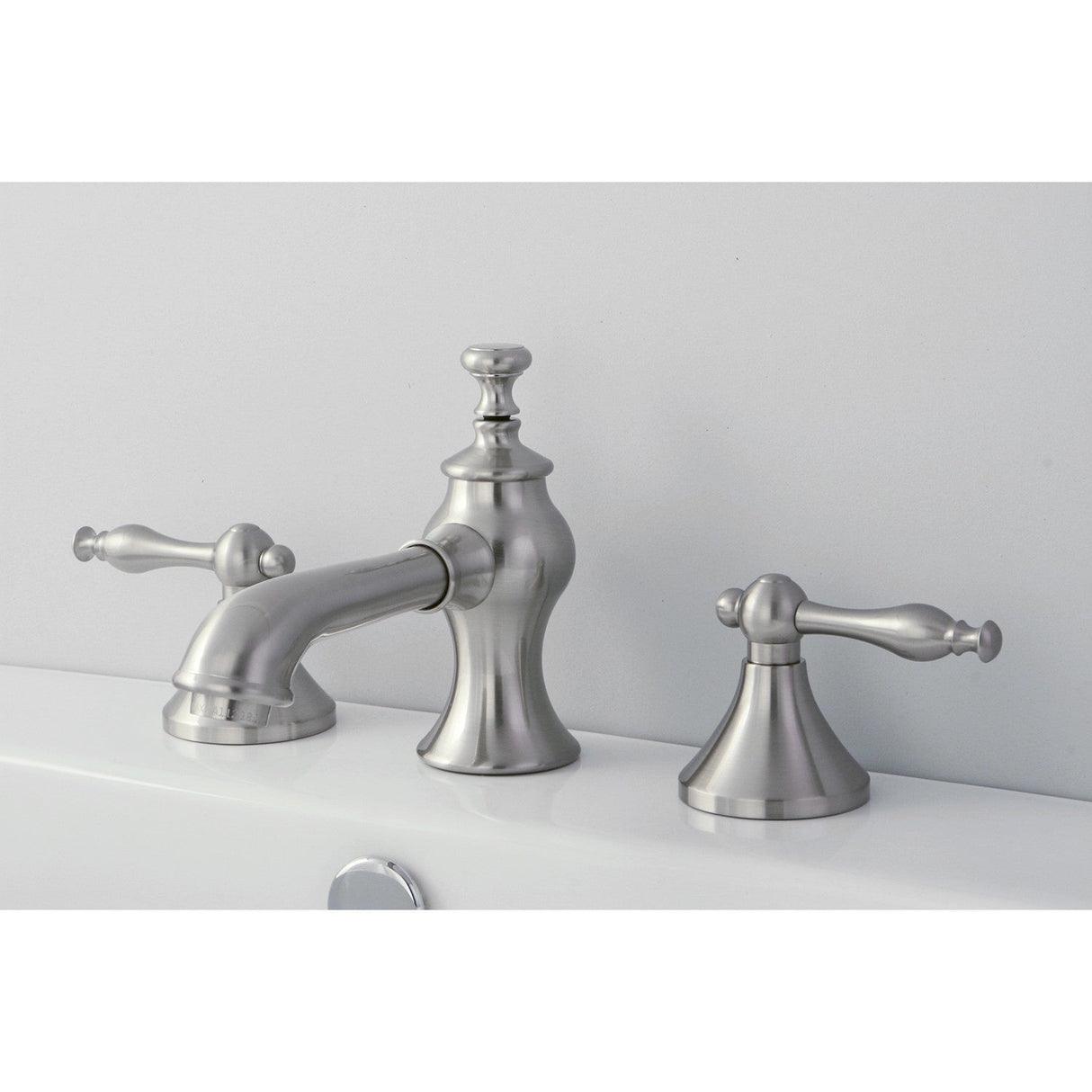 Naples KC7068NL Two-Handle 3-Hole Deck Mount Widespread Bathroom Faucet with Brass Pop-Up, Brushed Nickel