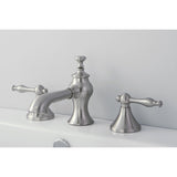 Naples KC7068NL Two-Handle 3-Hole Deck Mount Widespread Bathroom Faucet with Brass Pop-Up, Brushed Nickel