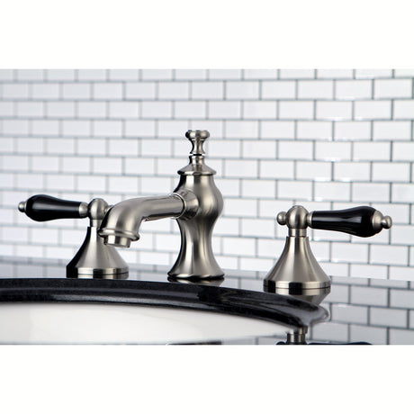 Duchess KC7068PKL Two-Handle 3-Hole Deck Mount Widespread Bathroom Faucet with Brass Pop-Up, Brushed Nickel