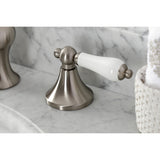 Vintage KC7068PL Two-Handle 3-Hole Deck Mount Widespread Bathroom Faucet with Brass Pop-Up, Brushed Nickel