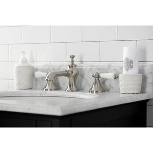 Vintage KC7068PL Two-Handle 3-Hole Deck Mount Widespread Bathroom Faucet with Brass Pop-Up, Brushed Nickel