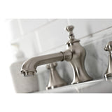 Vintage KC7068PL Two-Handle 3-Hole Deck Mount Widespread Bathroom Faucet with Brass Pop-Up, Brushed Nickel