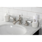 Vintage KC7068PL Two-Handle 3-Hole Deck Mount Widespread Bathroom Faucet with Brass Pop-Up, Brushed Nickel